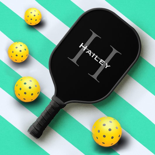 Berufliche Einfache Schwarzweiß-Monogramm Pickleball Schläger