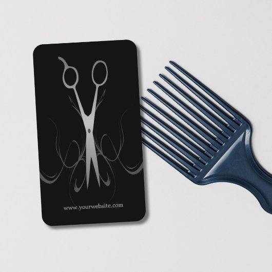 Berufliche Elegant Black and Silver Fairstylist Visitenkarte