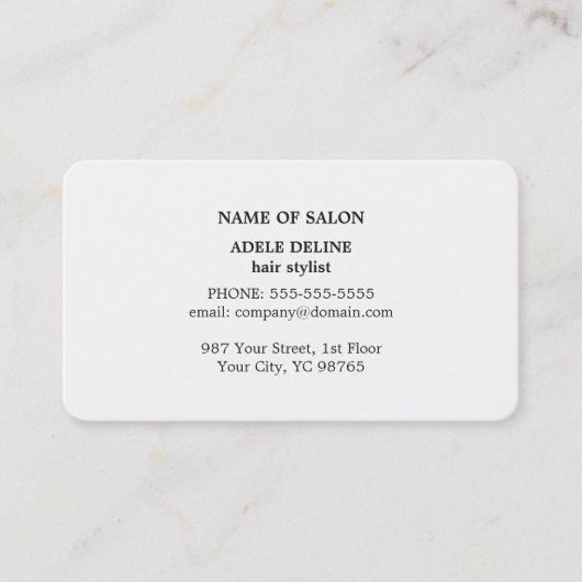 Berufliche Elegant Black and Silver Fairstylist Visitenkarte (Vorderseite)
