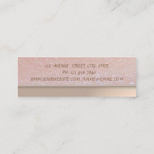 Berufliche Elegant-Chic-Glitterie, Kleid Mini Visitenkarte (Rückseite)