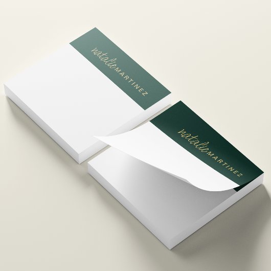 Berufliche Elegant Emerald Green Gold Custom Post-it Klebezettel