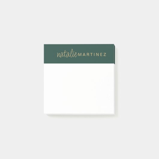 Berufliche Elegant Emerald Green Gold Custom Post-it Klebezettel (Vorderseite)