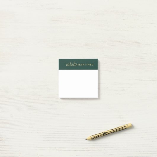 Berufliche Elegant Emerald Green Gold Custom Post-it Klebezettel (Auf Schreibtisch)