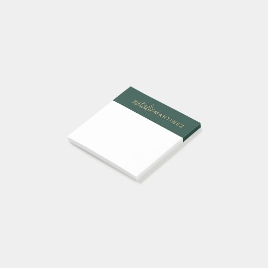 Berufliche Elegant Emerald Green Gold Custom Post-it Klebezettel (angewinkelt)