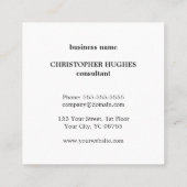 Berufliche Elegant-Minimal-Schwarz-weiß-Monogramm Quadratische Visitenkarte (Rückseite)