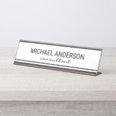 Berufliche Elegant Schwarz/Weiß Schreibtischnamensplakette (Vorderseite )