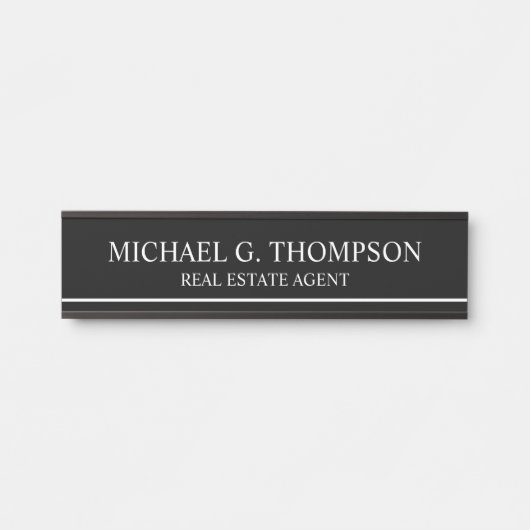 Berufliche Elegant Schwarz/Weiß Türschild (Vorderseite )