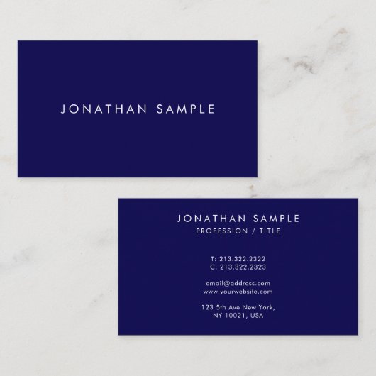 Berufliche Elegant Simple Template Deep Blue Visitenkarte (Vorne/Hinten)