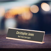 Berufliche elegante Black Imitats Gold Office Tite Schreibtischnamensplakette