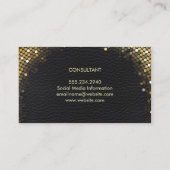 Berufliche, elegante Black Leather/Gold-Sequenz Visitenkarte (Rückseite)