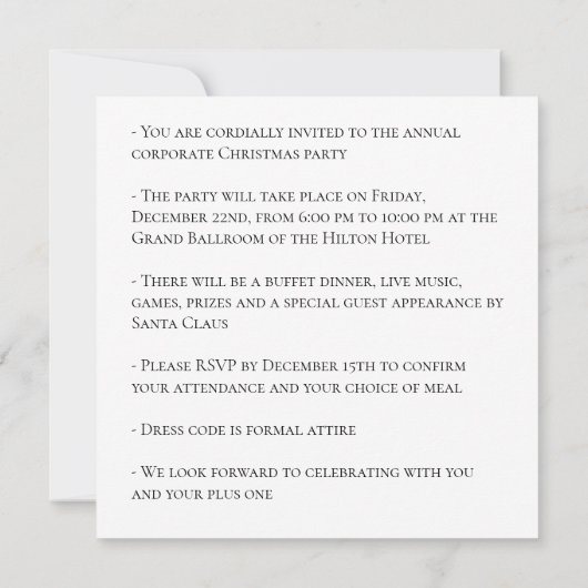 Berufliche elegante Corporate Party Einladung (Rückseite)