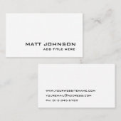 Berufliche Elegante einfache weiße Visitenkarte (Vorne/Hinten)