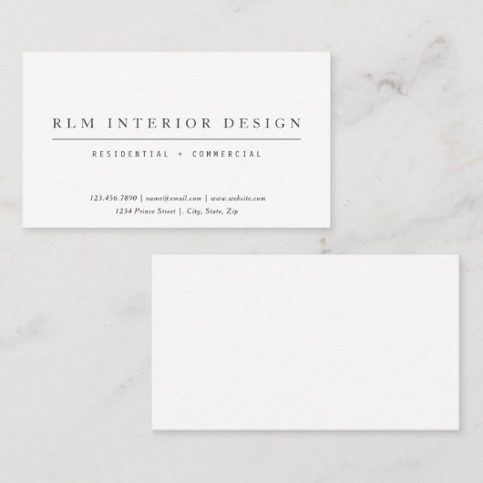 Berufliche elegante, einfache weiße Visitenkarte (Vorne/Hinten)