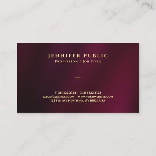 Berufliche, elegante Gold Text Luxury Premium Silk Visitenkarte (Rückseite)