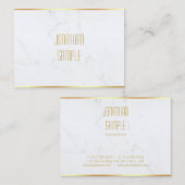 Berufliche, elegante Goldvorlage aus weißem Marmor Visitenkarte (Vorne/Hinten)