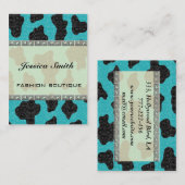 Berufliche, elegante Kuh Damasus türkis Visitenkarte (Vorne/Hinten)