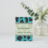 Berufliche, elegante Kuh Damasus türkis Visitenkarte (Stehend Vorderseite)