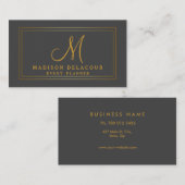 Berufliche Elegante Moderne Monogram Gold & Gray Visitenkarte (Vorne/Hinten)