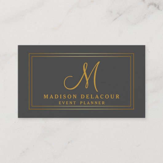 Berufliche Elegante Moderne Monogram Gold & Gray Visitenkarte (Vorderseite)