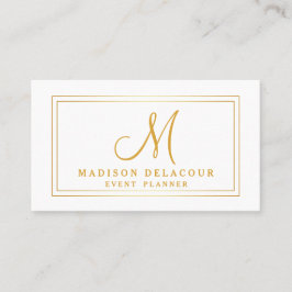 Berufliche Elegante Moderne Monogram Gold & White Visitenkarte