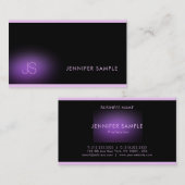 Berufliche, elegante Monogram Black Lila Modern Visitenkarte (Vorne/Hinten)