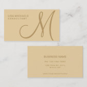 Berufliche elegante Monogram Makeup Artist Beige Visitenkarte (Vorne/Hinten)