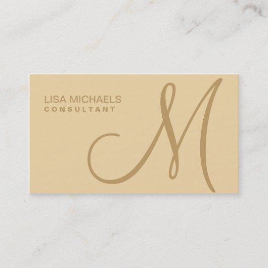 Berufliche elegante Monogram Makeup Artist Beige Visitenkarte (Vorderseite)