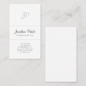 Berufliche, elegante Monogram White Modern Simple Visitenkarte (Vorne/Hinten)
