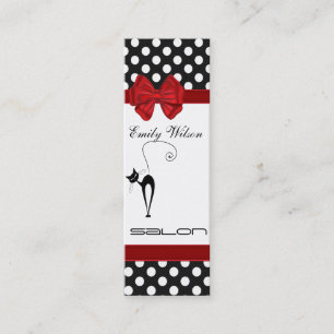 Berufliche elegante schwarze Katzenpolka-Punkte Mini Visitenkarte