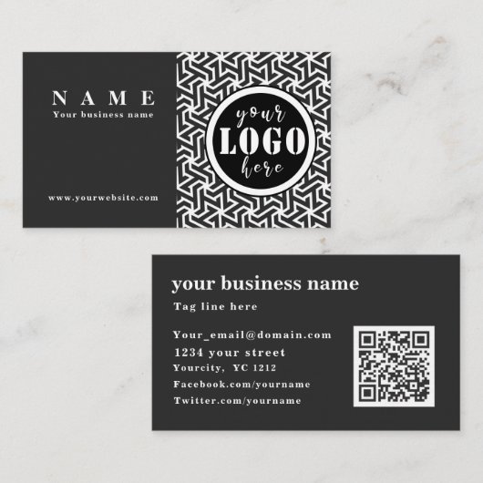 Berufliche, elegante schwarze Mesh Business Card Visitenkarte (Vorne/Hinten)