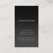 Berufliche elegante Visitenkartengestaltung Schwar Visitenkarte (Rückseite)
