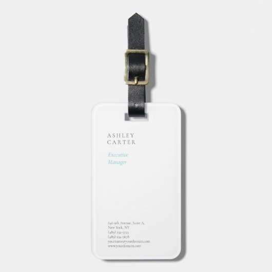 Berufliche, elegante Weiß-Blau-minimalistisch mode Gepäckanhänger (Vorderseite vertikal)