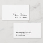 Berufliche elegante weiße Visitenkarte (Vorne/Hinten)