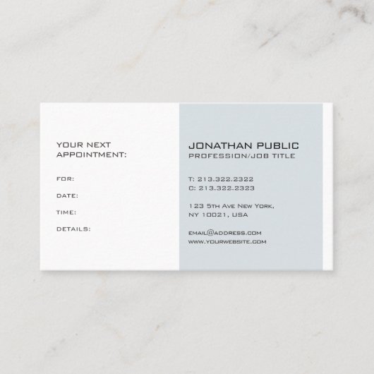 Berufliche Erinnerung für moderne Elegante Ernennu Terminkarte (Vorderseite)