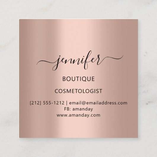 Berufliche Eyelash Extension Makeup Artist Vips Quadratische Visitenkarte (Rückseite)