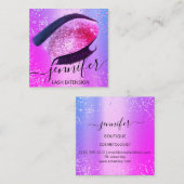 Berufliche Eyelash Extension Makeup Hot Pink Quadratische Visitenkarte (Vorne/Hinten)