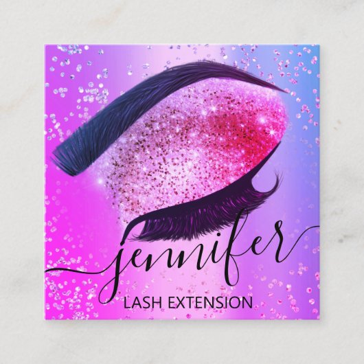 Berufliche Eyelash Extension Makeup Hot Pink Quadratische Visitenkarte (Vorderseite)