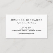 Berufliche Eyelashes Makeup Artist Black Tropfen Visitenkarte (Rückseite)