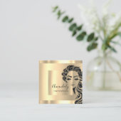 Berufliche Eyelashes Salon Gold Square Quadratische Visitenkarte (Stehend Vorderseite)