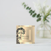 Berufliche Eyelashes Salon Gold Square Quadratische Visitenkarte (Stehend Vorderseite)