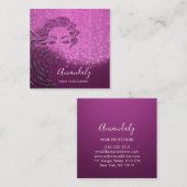 Berufliche Eyelashes Salon Pink Berry Quadratische Visitenkarte (Vorne/Hinten)