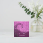 Berufliche Eyelashes Salon Pink Berry Quadratische Visitenkarte (Stehend Vorderseite)