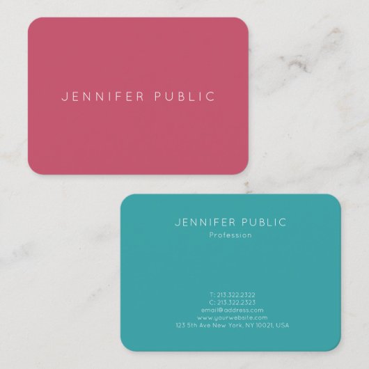 Berufliche Farben für Minimalistische Trend Vorlag Visitenkarte (Vorne/Hinten)