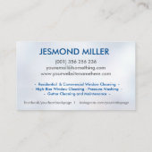 Berufliche Fensterreinigungsdienste Visitenkarte (Rückseite)