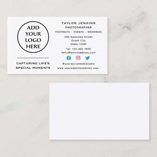 Berufliche Firmenlogos Social Media Visitenkarte (Vorne/Hinten)