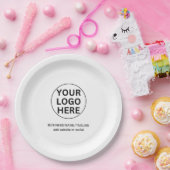 Berufliche Firmenlogos und Text in Schwarz/Weiß Pappteller (Party)