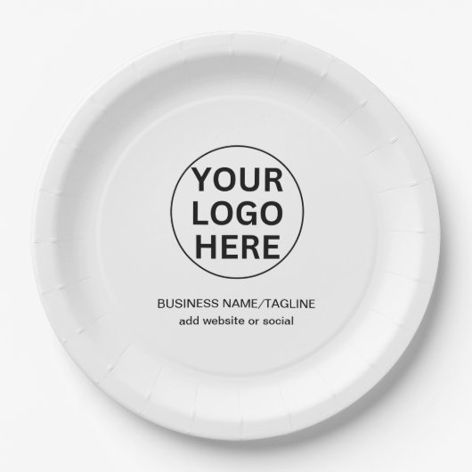 Berufliche Firmenlogos und Text in Schwarz/Weiß Pappteller (Vorderseite)