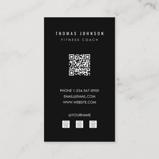 Berufliche Fitness Coach Social Media Influencer Visitenkarte (Rückseite)