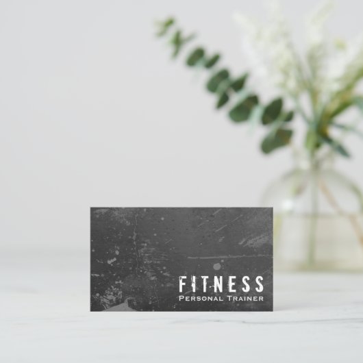 Berufliche Fitness Personal Trainer Black Grunge Visitenkarte (Stehend Vorderseite)