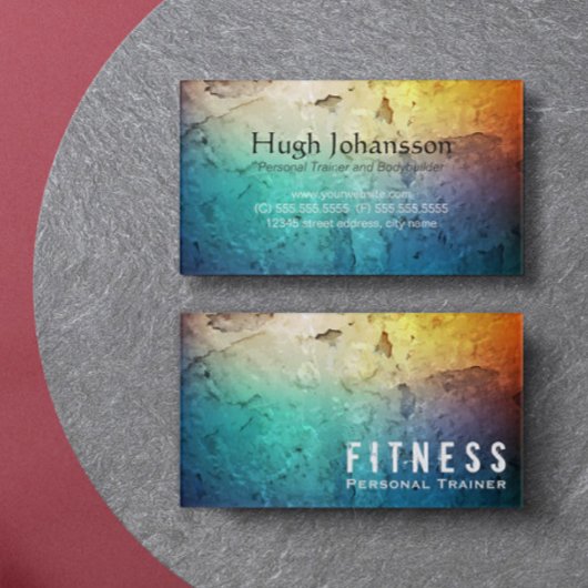 Berufliche Fitness Personal Trainer Color Grunge Visitenkarte